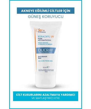 Ducray Keracnyl Fluid SPF 50+ Sunscreen for Oily and Acne Prone Skin 50ml
