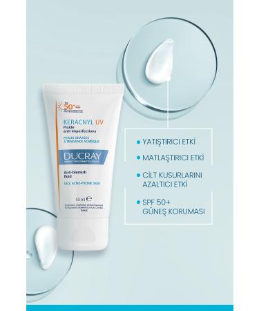 Ducray Keracnyl Fluid SPF 50+ Sunscreen for Oily and Acne Prone Skin 50ml - Buy Online on GoSupps.com