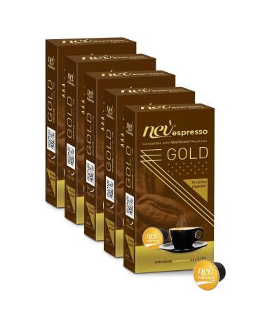 nev espresso Gold Capsule Coffee 5x10 5 Boxes Nespresso Compatible