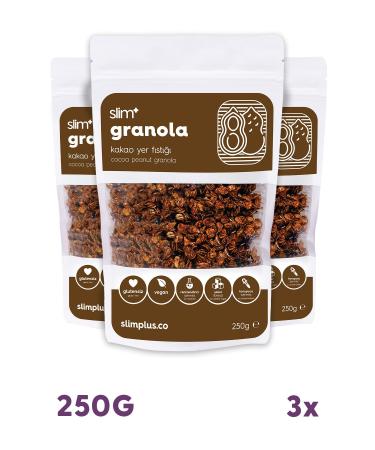 slimplus 3 Pack Cocoa Peanut Gluten Free No Added Sugar Vegan Granola 250gr