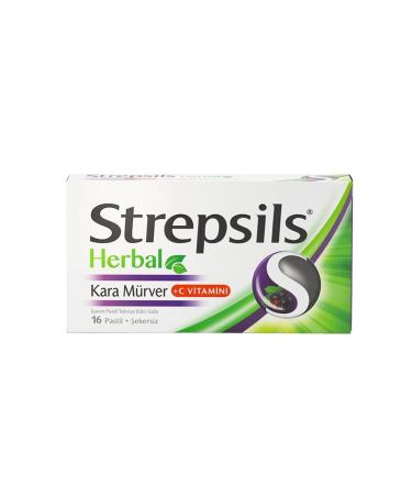 Strepsils Herbal Black Elderberry Flavored 16 Pastilles
