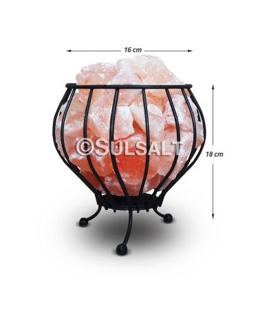 SULSALT Wrought Iron Basket Himalayan Salt Lamp | Pink Himalayan Rock Salt Lamp 3-3.5 Kg
