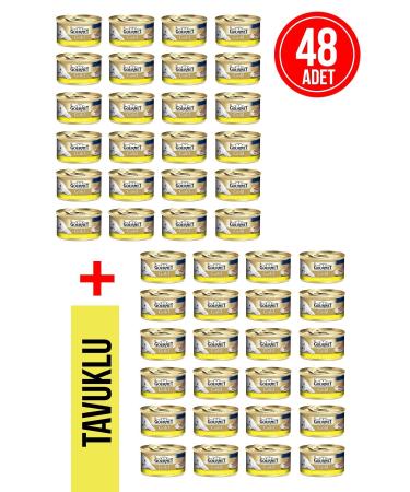 Gourmet Minced Premium Chicken Adult Cat Canned Food 85 Gr X 48 Pieces Economic Package