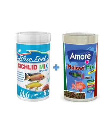 AMORE Cichlid Mix Granulat 1000ml + Malawi Mix 1000ml Box Fish Food