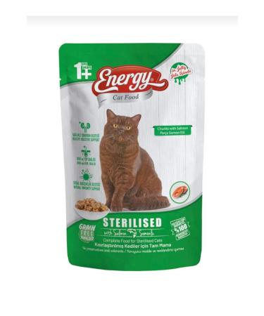 Energy Sterilized salmon cat wet food 85 gr 24 pieces