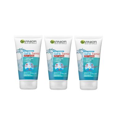 Garnier Pure Clean 3 in 1 Anti-Oily and Anti-Imperfection Cleansing Gel 150ml 3 Pieces