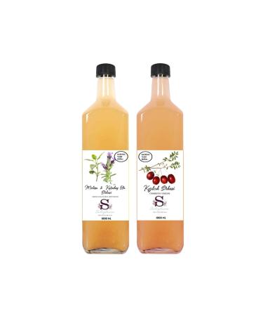 Suheylaana Natural Melissa & Black Pepper Vinegar 1000 ml and Cranberry Vinegar 1000 ml