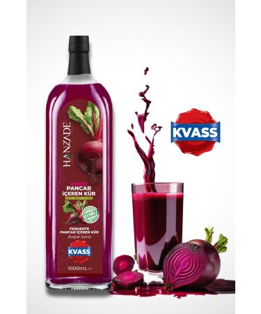 Hanzade Herbal Beet Kvass Fermented Red Beetroot Cure 1 Liter Glass Bottle