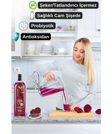 Hanzade Herbal Beet Kvass Fermented Red Beetroot Cure 1 Liter Glass Bottle - Buy Online on GoSupps.com