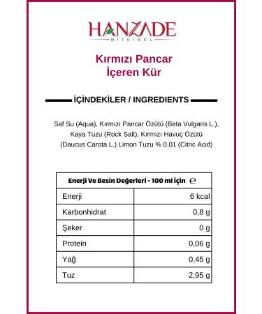 Hanzade Herbal Beet Kvass Fermented Red Beetroot Cure 1 Liter Glass Bottle - Buy Online on GoSupps.com