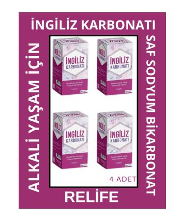 Relife 4 Pieces Pure English Baking Soda Alkaline Life 125 gr Sodium Bicarbonate