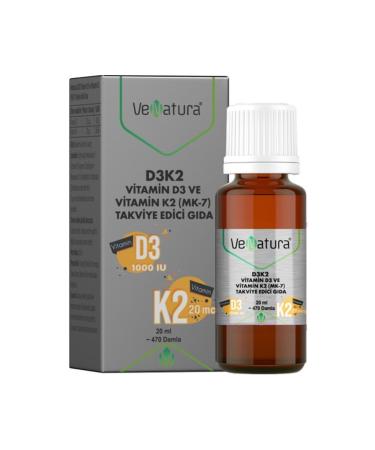 Venatura D3k2 Vitamin D3 and Vitamin K2 Drops Supplementary Food 20 ml