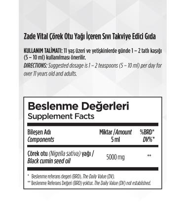 Zade Vital Liquid Food Supplement Containing Black Cumin Oil 150ml - Buy Online on GoSupps.com
