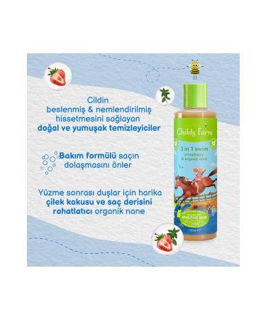 Childs Farm Strawberry & Organic Mint 3 in 1 After-Swim Shampoo 250ml - Buy Online on GoSupps.com