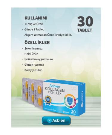 ASBIEN Collagen Complex Type 2 Type 1 Collagen Bromelain Turmeric Selenium Vitamin C and D3 - Buy Online on GoSupps.com
