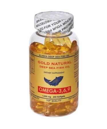Gold Natural Omega 3 6 9 1000 Mg 200 Softgel Fish Oil USA