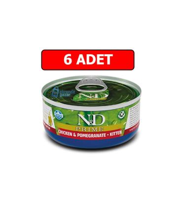 N & D Nd Prime Chicken Pomegranate Kitten Grain-Free Kitten Canned Food 6 Pieces 80 Gr Wet Food