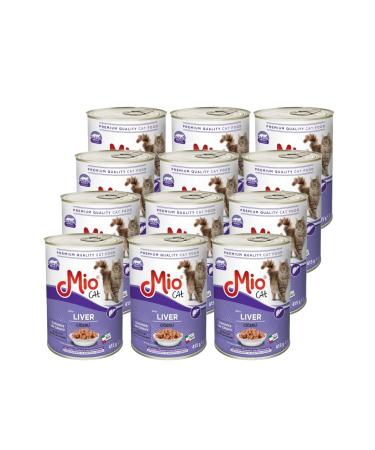 Mio Cat Food Liver 415 Gr Canned Wet Food Meat Pieces *** 12 Pieces ***