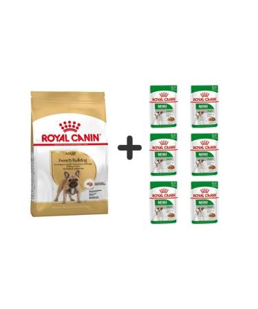Royal Canin French Bulldog Adult Dog Food 3 Kg + 6 Pieces Wet Food