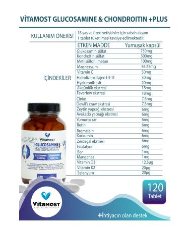 Vitamost GLUCOSAMINE & CHONDROITIN PLUS 120 TABLET 1500 MG - Buy Online on GoSupps.com
