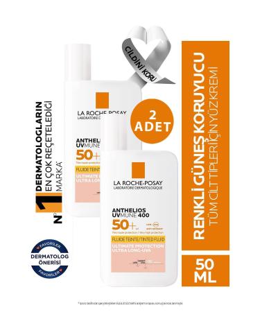 La Roche Posay Anthelios Uvmune Fluid Tinted Spf50 50 ml 2 Pieces Skin209