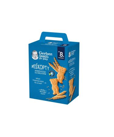 Gerber Snacks First Cookies Miskopty 180 G - Teddy Bear Shaped Teething Cookies - From 8 Months