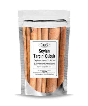 TOS The Organic Spices Ceylon Cinnamon Stick 250 gr Real Cinnamon (1st Quality) Cinnamomum verum / Sri Lanka Cinnamon