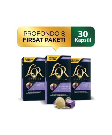 L'OR Lungo Profondo Intensity 8 Nespresso Compatible Capsule Coffee Opportunity Package 10 Pieces X 3 Packs