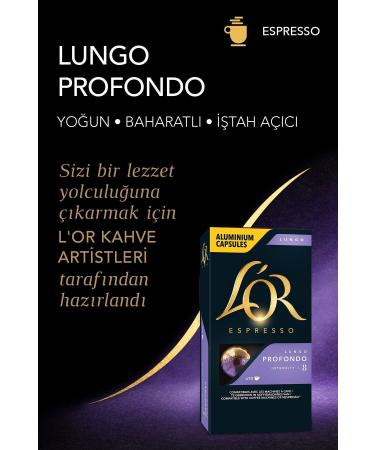L'OR Lungo Profondo Intensity 8 Nespresso Compatible Capsule Coffee Opportunity Package 10 Pieces X 5 Packs - Buy Online on GoSupps.com