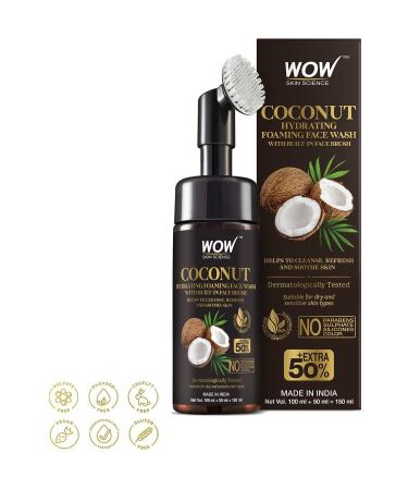 WOW Skin Science Coconut Moisturizing Face Wash Foam&Built-in Purifying Polisher- 3NATURAL INGREDIENTS