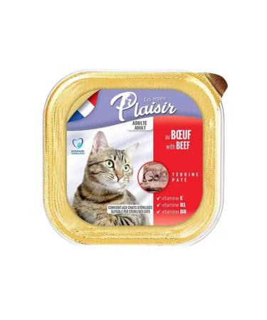 Plaisir Steak (Beef) Meat Pate Steaked and Adult Cat Wet Food 100 Gr (6 Pieces)