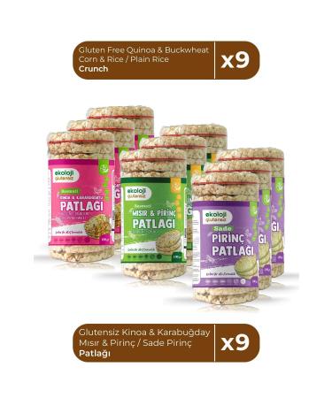Ekoloji Gluten-free Gluten-free Quinoa & Buckwheat / Corn & Rice / Plain Rice Crisps 9 pcs