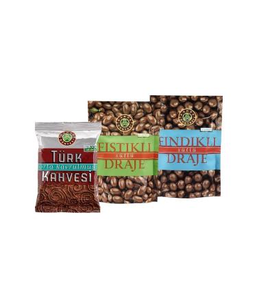 Coffee World Hazelnut Dragee and Pistachio Dragee and Medium Roast Turkish Coffee