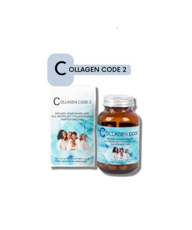 Collagen-Code 2 Collagen Code2 Type1Type2 Hydrolyzed Collagen + Hyaluronic Acid + Vitamin C Containing 30 Tablets Food Supplement