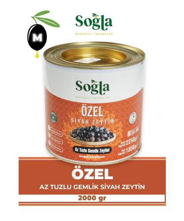 SO LA ZEYT NC L K Special Gemlik Less Salty Black Olives 261-290 Caliber 2000gr