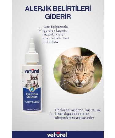 Veturel Cat Eye Cleansing Solution Dog Allergy Redness Infection Tear Care Eye Drops 100ml - Buy Online on GoSupps.com