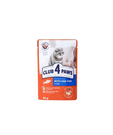 Club4Paws PREMIUM POUCH CAT FOOD WITH COD FISH 80 GR X 6 PIECES 276097