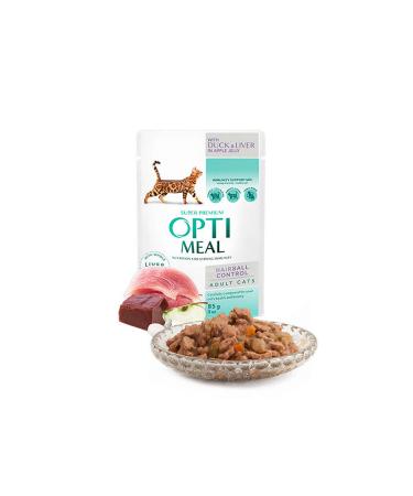 OptiMeal DUCK LIVER APPLE JELLY HAIRBALL CONTROL WET CAT FOOD 85 GR X 6 PIECES 543133