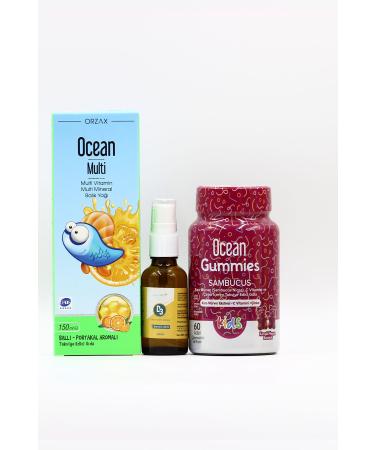 Ocean Multi Estellife D3 Ocean Gummies Sambucus and Immunity and Vitamin Support Package for Children