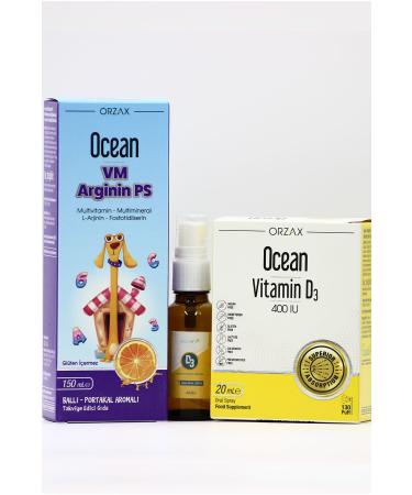 Ocean VM Arginine PS Estellife D3 Spray and Ocean Vitamin D3 - Vitamin and Immunity Package for Children