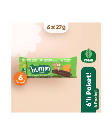Humm Organic Vegan Apricot and Hazelnut Oatmeal Bar Snack Pack - 6 pieces