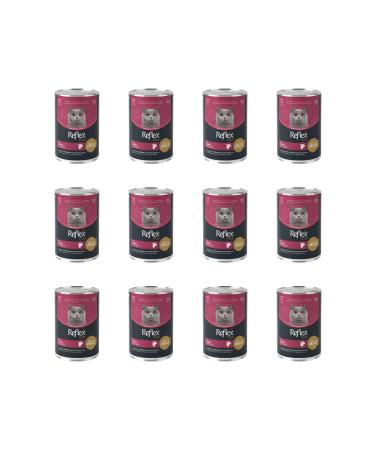 Reflex Plus Canned Lamb Meat Adult Cat Food in Jelly 400 Gr (12 Pieces)