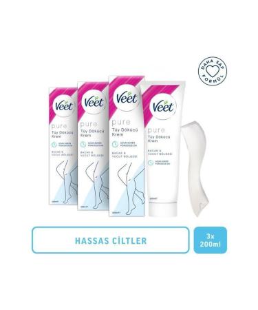 Veet Pure 200ml Hair Removal Cream Sensitive Skin X 3