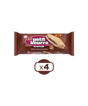 Eti Cocoa Hazelnut Cream Petit Beurre Biscuits 270 gr x 4 Pieces