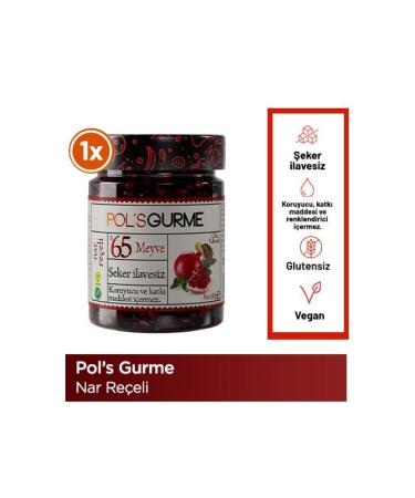 Pol's Gurme Pol'sgurme Pomegranate Jam with Chia Seeds No Sugar Added e Fruit Ratio 380 gr