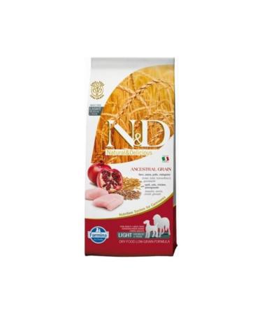 N & D A.grain Low Grain Chicken and Pomegranate Light Medium and Large Breed Dog Dry Food 12 Kg