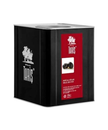 Tari 10 Kg Tin Natural Black Sele Olives 321-350 Pcs / Kg XS