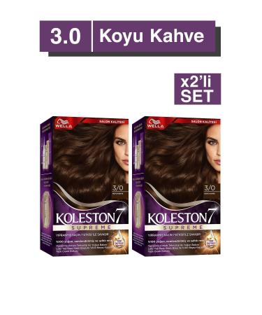 Wella Koleston Supreme Hair Dye 3/0 Dark Brown X2'li Seti