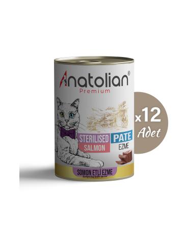 Anatolian Premium Adult Sterilized Salmon Pate Canned Cat Paste 400 gr x 12 Pieces