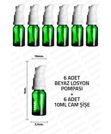 Parlakcam 10ml White Lotion Pump Green Glass Bottle 10cc White Cream Pump Head Green Glass Bottle 10 Pcs
